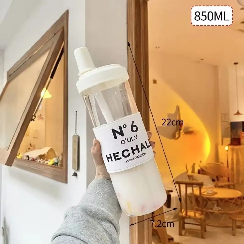 500/850ml Water Bottles Juice Milk Plastic Cup with Lid Straw Bubble Tea Coffee Cups Transparent Large Capacity Drinkware Quake 850ml-N6 Sleeve