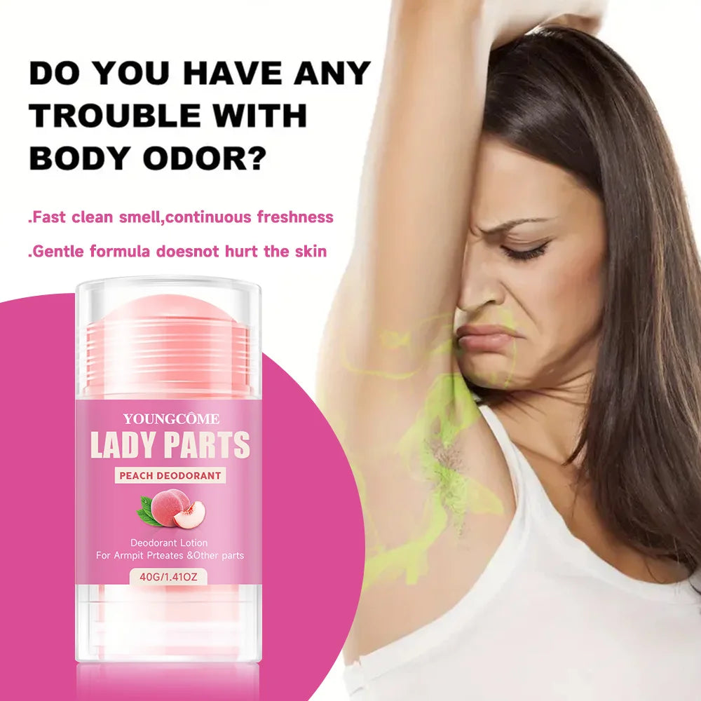 Lady PartsPeach Deodorant Body Care Stick Full Body Deodorant Smooth Stick 72 Hour Odor Control Stay Fresh Fade Body Odor Quake