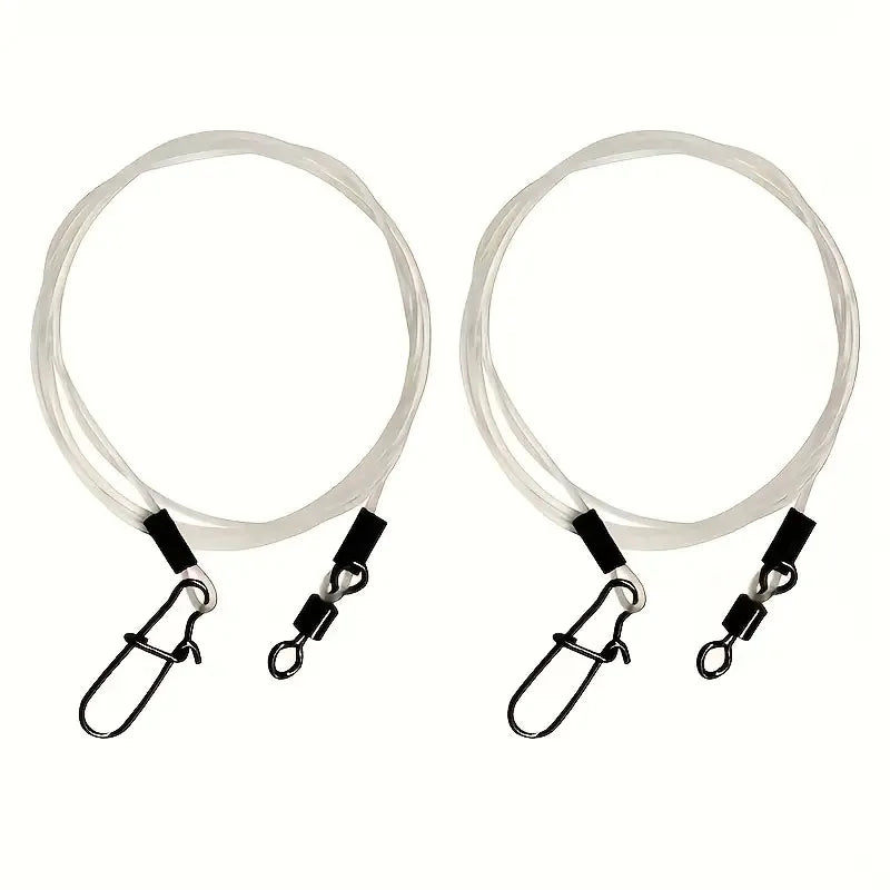 10pcs Heavy-Duty Fluorocarbon Fishing Leader Line with Swivel Clips - Low-Vis Anti-Bite Wire Leaders for Saltwater & Freshwater, Quake