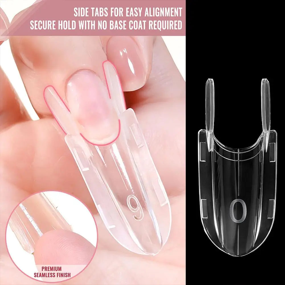 1/3boxesDual Nail Forms with Box,Clear Rocket Sandwich Top & Bottom Forms for Poly Gel Nail Extension, Full Cover Manicure Tools Quake