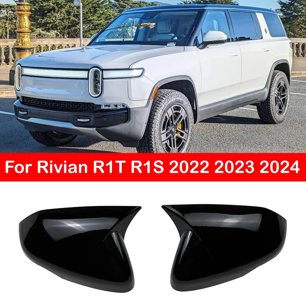 For Rivian R1T R1S 2022 2023 2024 Car Sticker Rearview Side Mirror Cover Wing Cap Exterior Door Rear View Case Trim Carbon Fiber Quake