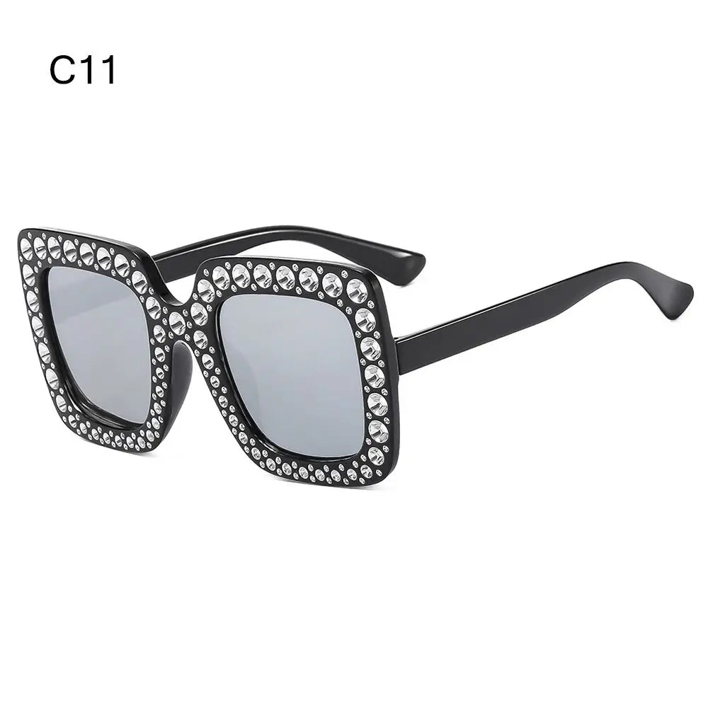 Bling Crystal Sunglasses for Kids Fashion Rhinestone Square Sun Glasses Children Trendy Retro Sparkling Shades UV400 Eyewear Quake C11