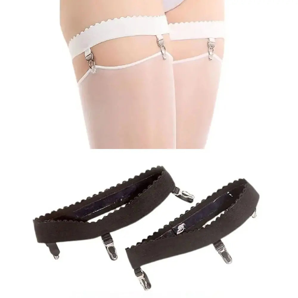 1Pair New Elastic Garter Belt Ring Thigh High Anti Slip Leg Garter Belt Cosplay Costume 3 Clips Stocking Suspenders Women Quake
