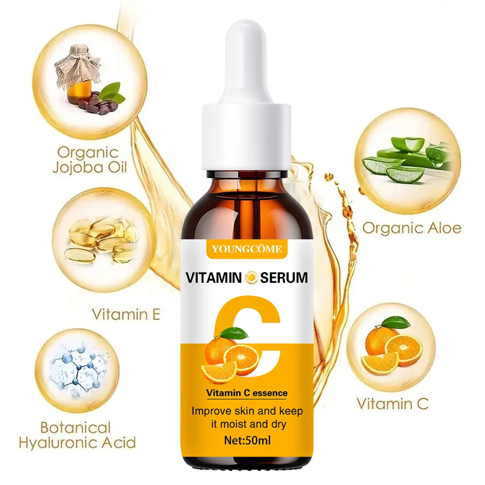 2pcs Vitamin C and retinol fortified serum rich in VC,keep skin hydrated and smooth,smooth fine lines and wrinkles,delicate skin Quake