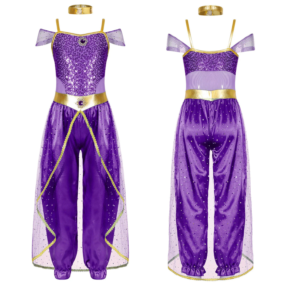 Shiny Halloween Hippie Costume Bell Bottom Jumpsuit for Girls Movie Character Sequins Disco Outfit 70s 80s Prom Party Costume Quake Purple 16