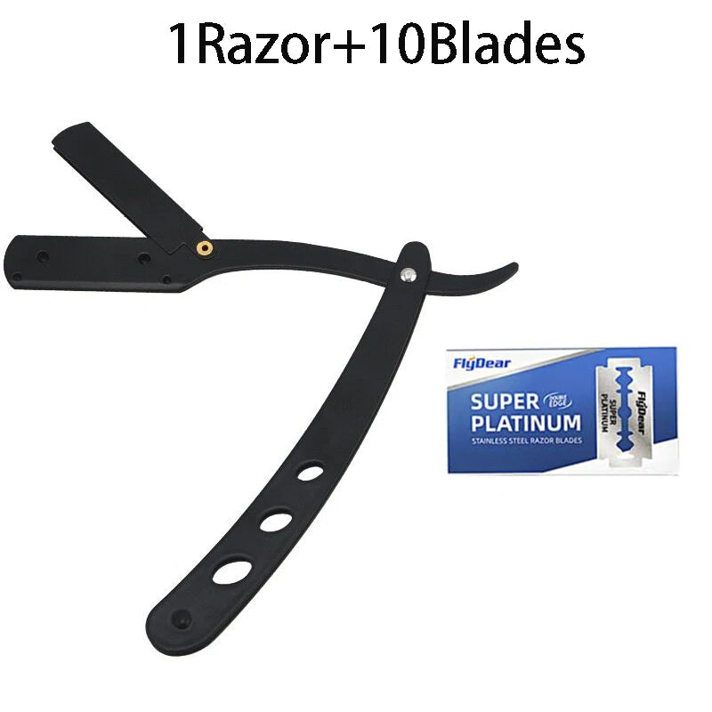 VVOCCI Premium Men's Stainless Steel Manual Safety Razor – Classic Black Wet Shaving System with Replaceable Blades Quake M291 1 Razor and 10