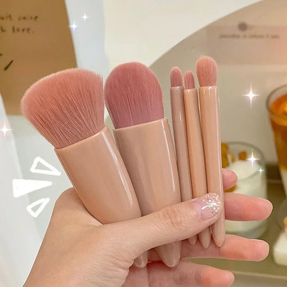 5pcs Portable Mini Makeup Brushes Set Foundation Brush Eyeshadow Brush Fiber Soft Makeup Brushes for Women Makeup Beginner Quake