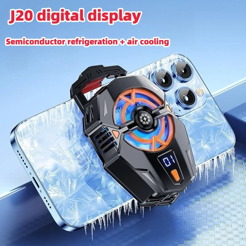 New J20 digital display mobile phone radiator cooling Mobile fan for IPhone Xiaomi Samsung Asus game cooler Quake J20 digital display