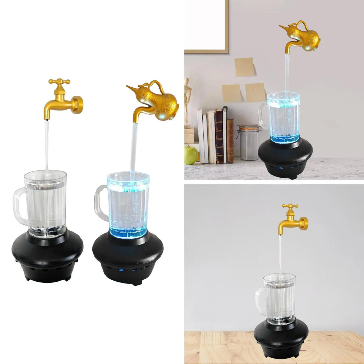 Tabletop Waterflow Decoration Waterfall Ornament Art Crafts with Colorful Light Quake