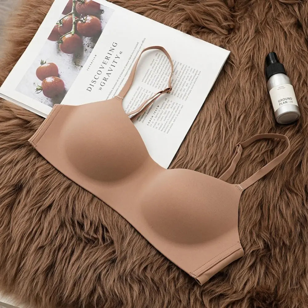 Soft Comfort Wireless Bra Breathable Fabric Thin Cup Seamless Bra Non-Wire Supportive Structure Tube Top Bras Daily Wear Quake brown 85A