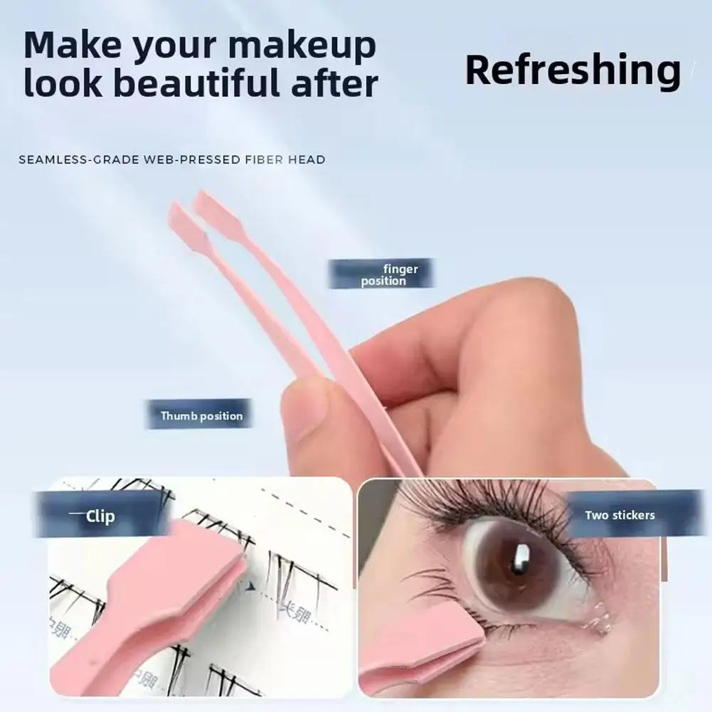 Lower Eyelash Tweezers Stainless Steel Eyelash Cluster Applicator Tweezers Lash Applicator Tool for Travel Salon Separating 2PCS Quake