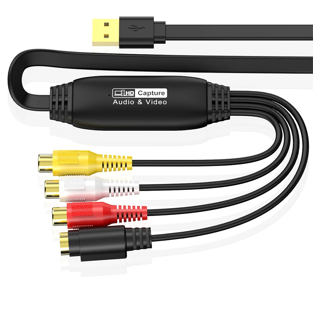 USB Video Capture Card VHS TV DVD VCR Audio Capture Adapter VHS to Digital Converter AV Recorder Video Audio Capture Box for Mac Quake