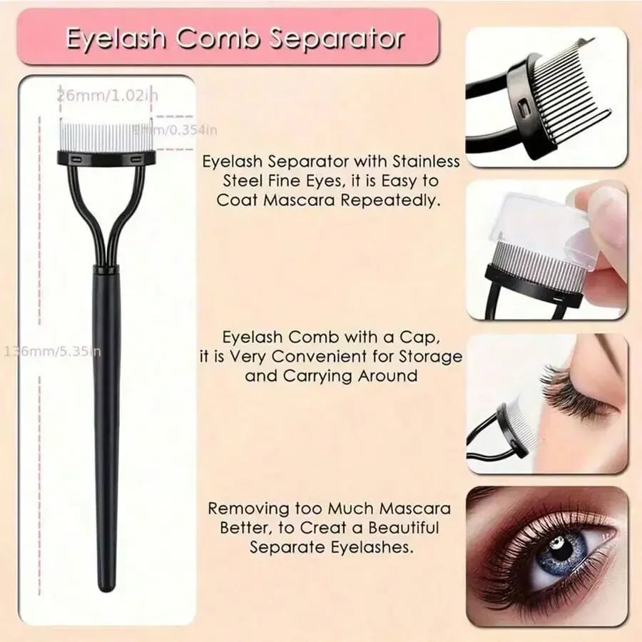 Eyelash Wand, Eyebrow Brush,11-In-1 Eyelash Grooming Kit, Includes Eyelash Curler With Comb Separator, 4 Silicone Refill Pads Quake