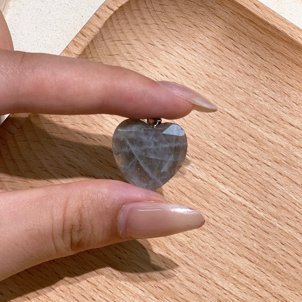 2Pcs Natural Stone Faceted Small Pendant 20x21mm For Jewelry Making DIY Necklace Earrings Bracelet Accessory Quake Grey Labradorite