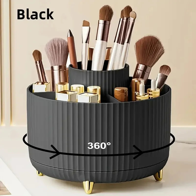 360° Rotate Makeup Brush Holder Organizer, Makeup Organizers Countertop, Makeup Organization and Skincare Storage for Vanity Quake WA-360BK