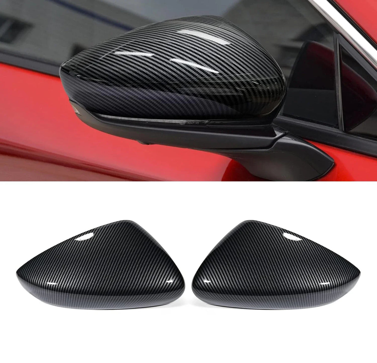 For Mazda 3 Axela 2019 2020 2021 2022 2023 Car Rearview Side Mirror Cover Wing Cap Exterior Door Case Trim Carbon Fiber Look Quake No Horn Carbon