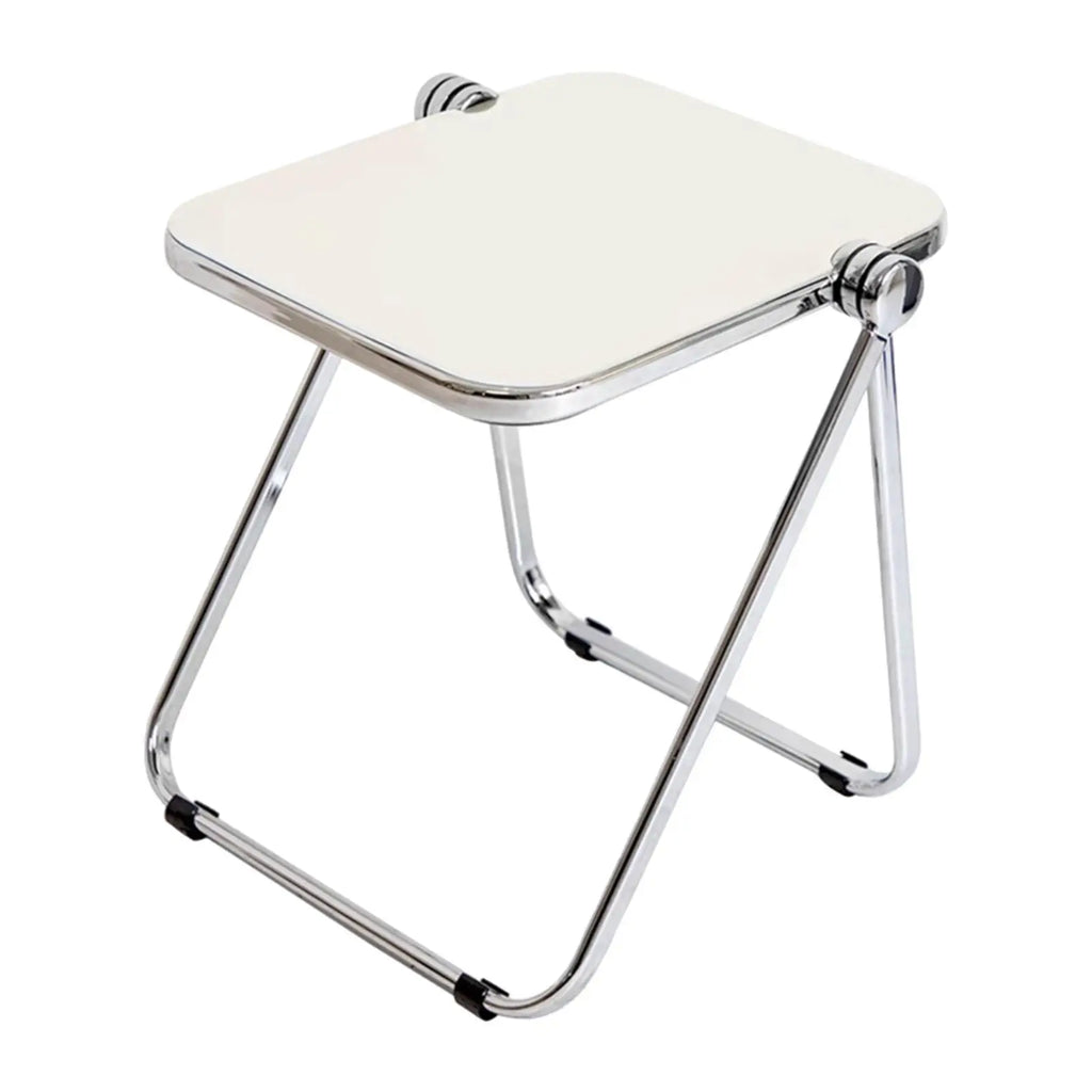 Folding Tray Table Dinner Tray Table Practical Sturdy Non Slip Multipurpose Acrylic Small Space Tiny Desk for Dorm Apartment Quake White