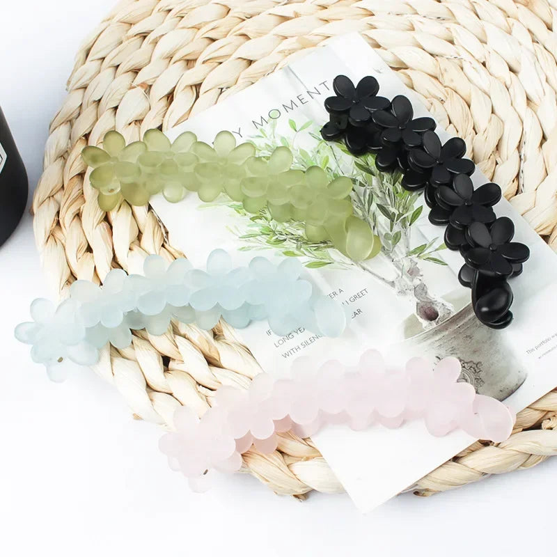 Vintage Flower Hair Claw Women Girl Banana Hairpin Ponytail Hair Clip Clamp Sweet Cute Hair Accessories Korean Styling Crab Claw Quake