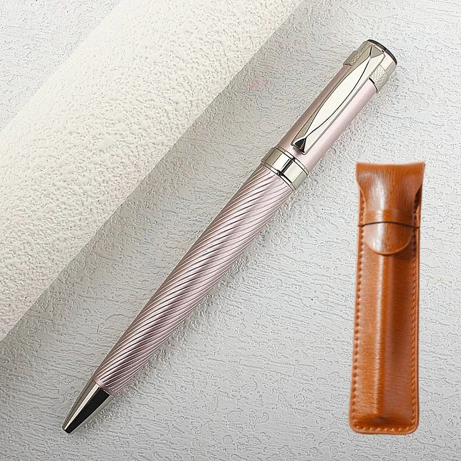 Luxury Rollerball Pens, Stainless Rose Pink Curved Lines Roller Ball Pen for Men Women, School, Office, Executive, Business Quake 2003-3