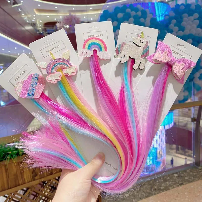 Cute Cartoon Unicorn Children Hair Braiding Accessories Little Girls Colored Braided Tools Baby Holiday Party Pony Hair Clips Quake