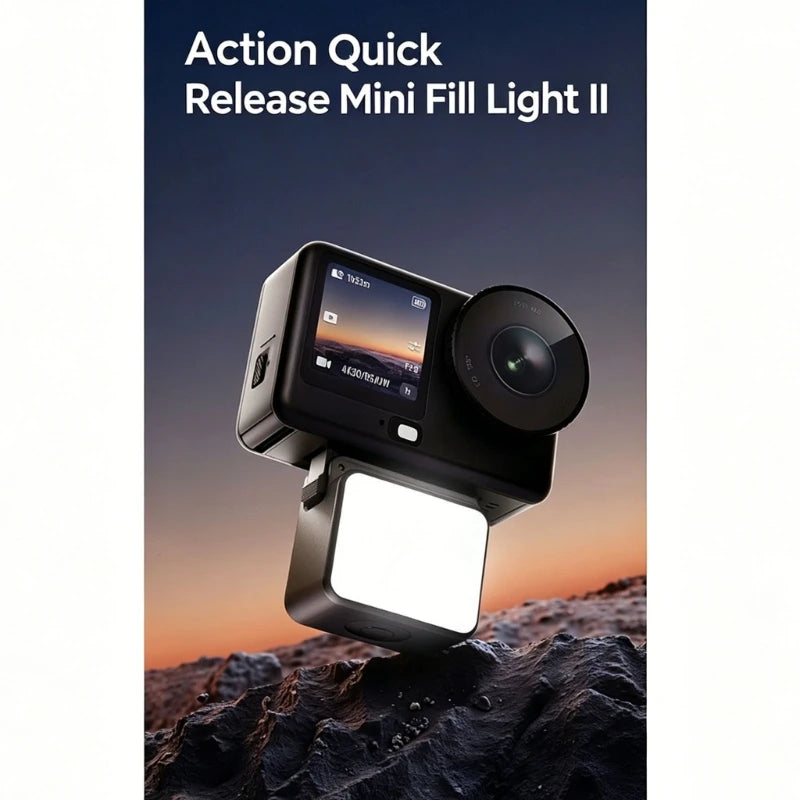 Mini Video Light for Action Camera, Rechargeable Fill Light with One-Button Brightness Control for Portrait and K1KF Quake CN
