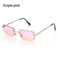 Fashion Rimless Rectangle Sunglasses Women Luxury Design Sun Glasses Ladies Retro Gradient Eyewear Summer UV400 Sun Shades Quake Purple pink