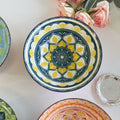 1/4-Piece Bohemian Ceramic Soup Bowl Set, 8 Inches in Diameter, Microwave and Dishwasher Safe, Perfect for Daily Meals Quake A black bowl