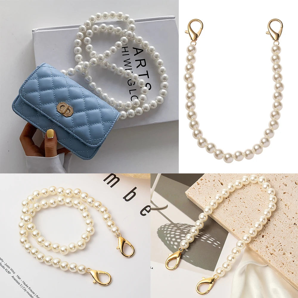 High Quality Pearl Belt Accessories Pearl Strap DIY purse Replacement Long Beaded Chain Bags Handbag Handles Quake