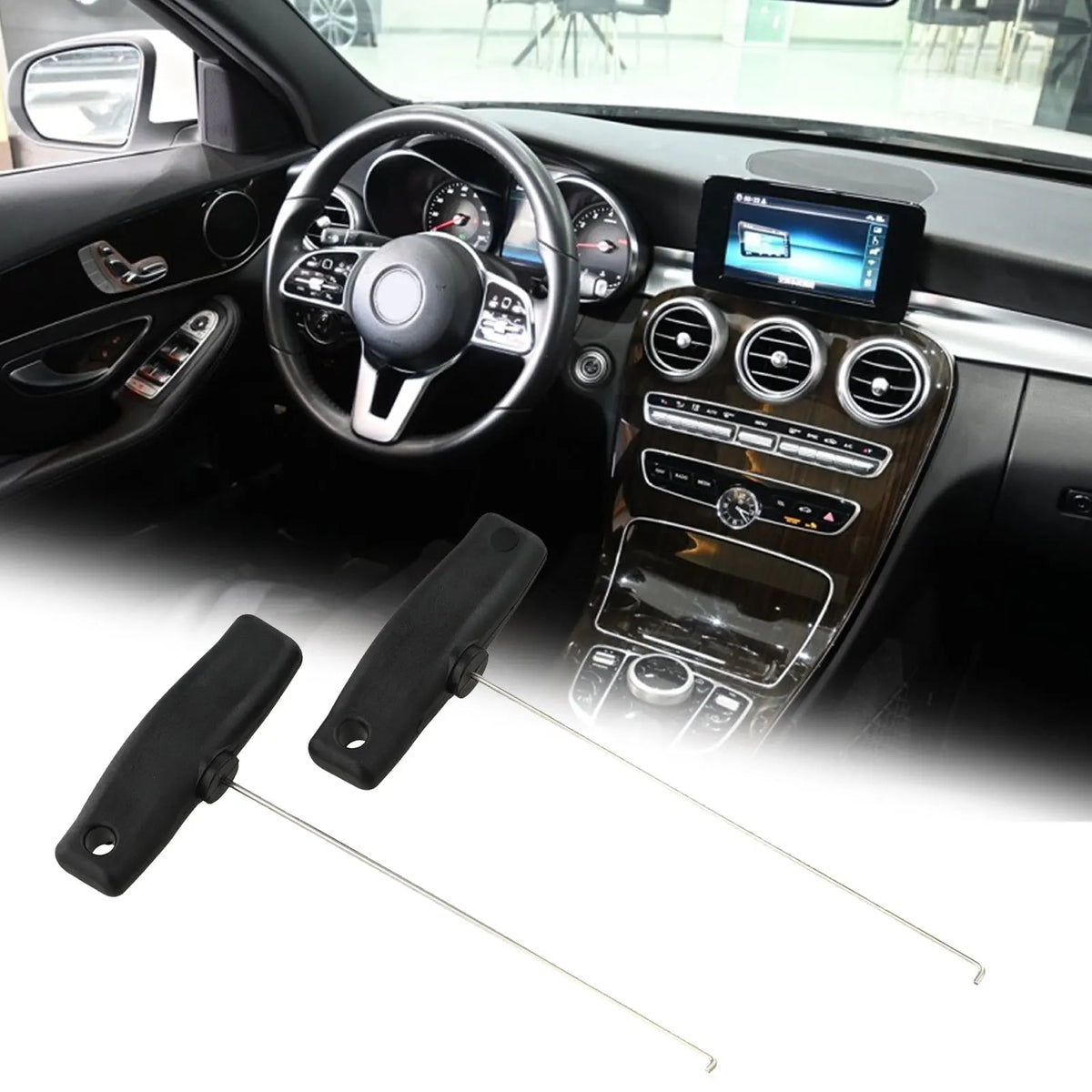Handle Handbrake Pull-out Hook Pull-out Hooks For Mercedes-Benz Stainless Steel Hook Extractor Kits Set 200mm Long Quake