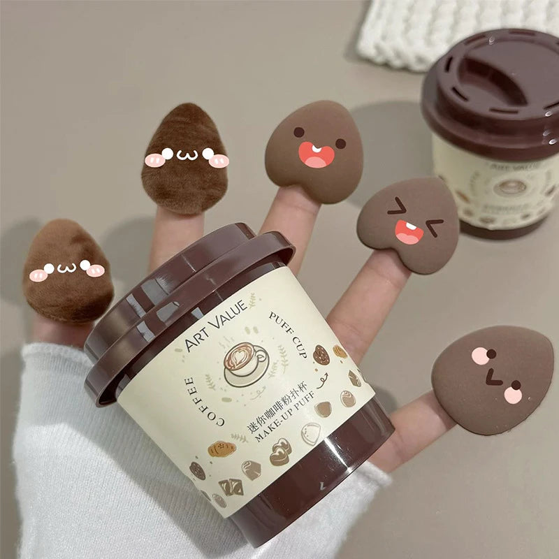 5Pcs Mini Finger Puff Foundation Small Air Cushion Powder Sponge Face Concealer BB Cream Cosmetic Applicator Makeup Tools set Quake 5pcs