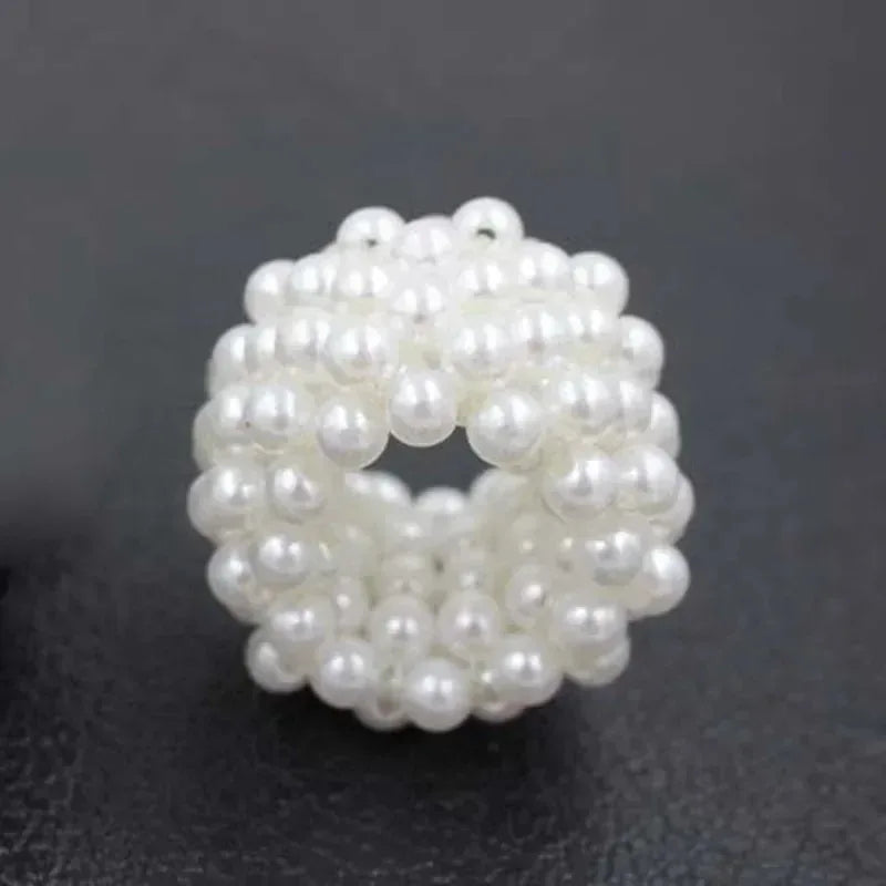 Korean Version of Fresh Ponytail Rubber Headband, Fashionable Handmade Imitation Pearl Beaded Hair Band Headrope Wholesale Quake