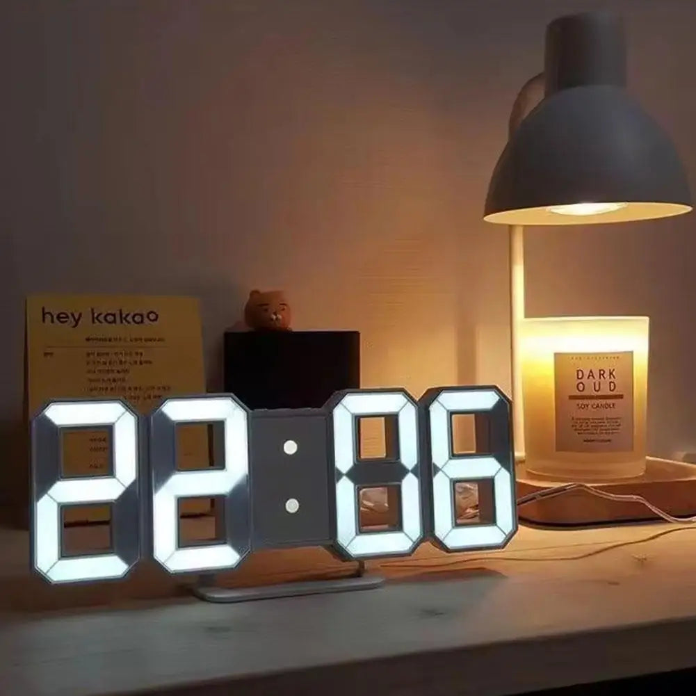 3D Digital LED Alarm Clock Wall Mounted Desktop Clock Time Date Temp Display Auto Dimming Sound Control Home Decor 3D Digital Quake