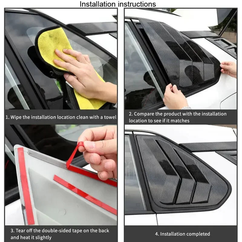 For Toyota RAV4 2019 2020 2021 2022 2023 Car Rear Louver Window Side Shutter Cover Trim Sticker Vent Scoop Carbon Fiber ABS Quake