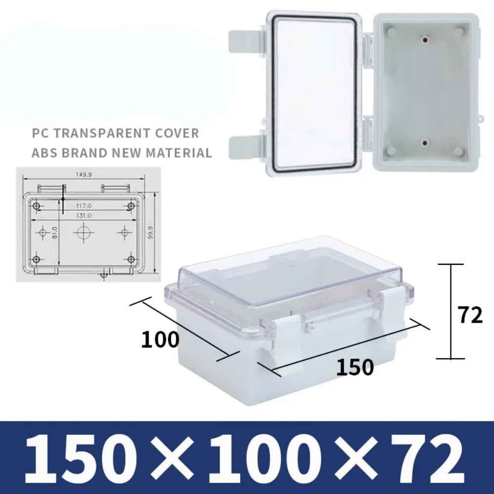 IP67 Electrical Junction Box Waterproof White Outdoor Sealed Switch Power Case Enclosure With Hasp Plastic Distribution Boxes Quake 150-100-72mm Style 2
