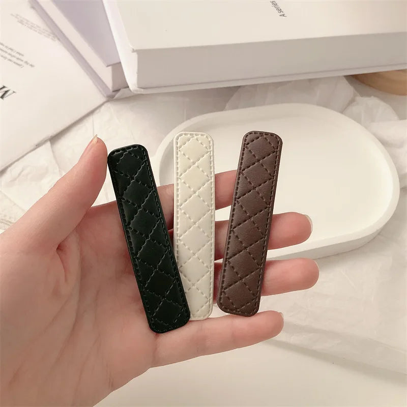 New Leather One-word BB Hairpin Female Sweet and Versatile Fashion Bangs Clip Broken Hairpin Side Clip Small Hairpin Quake