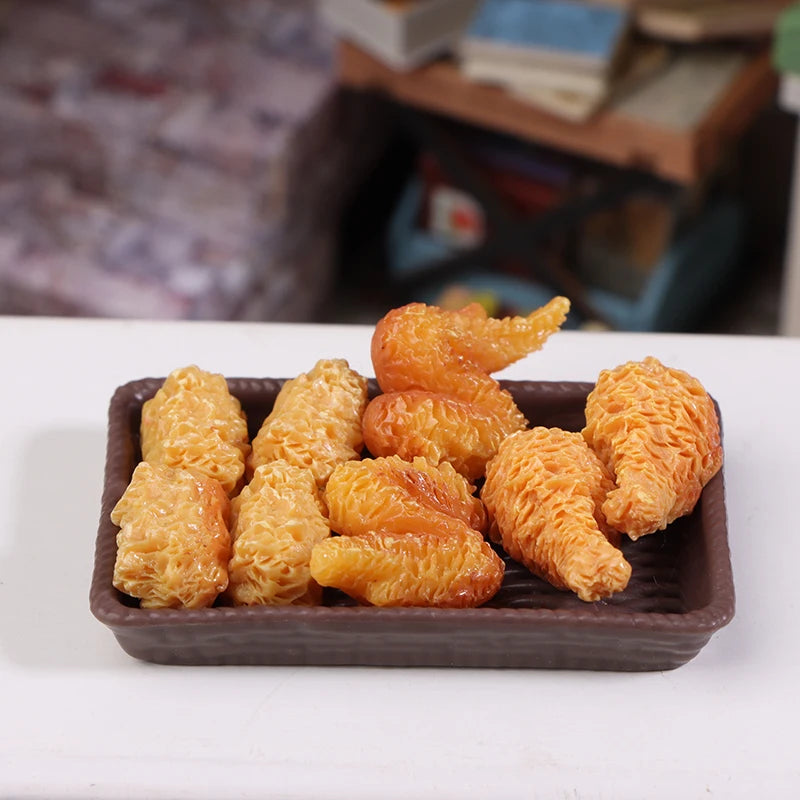 1Set Mini Simulation Fried Chicken Miniatures Food Doll House Decor DIY Supplies Model Food Ornament Toy Dollhouse Accessories Quake A2