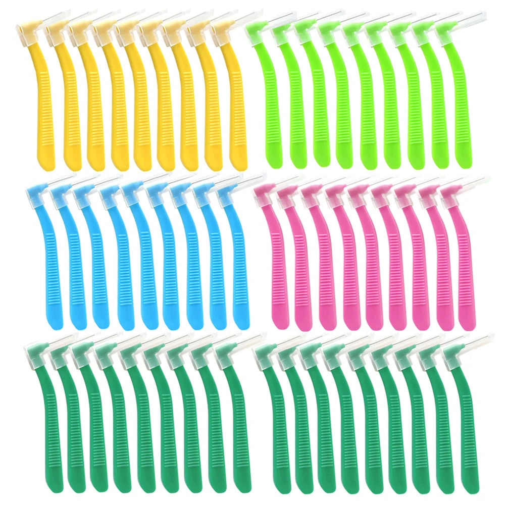 vvocci 20pcs I-Shape Interdental Brushes 0.6-1.2mm, Orthodontic Dental Flosser Tool for Braces Cleaning, Oral Hygiene Kit Quake