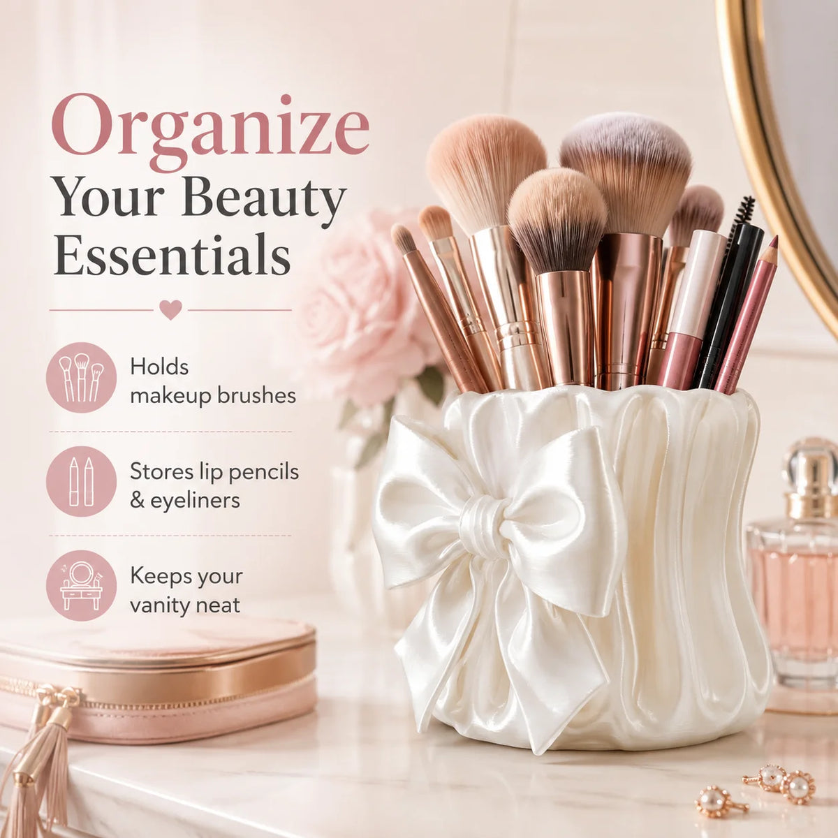 3D-Printed Makeup Brush Organizer, Suitable for Desktop Storage of Cosmetics, Eyebrow Pencils, and Lipsticks. Quake
