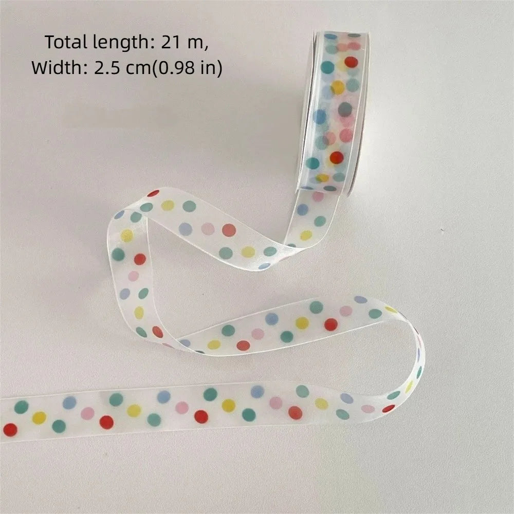 Colorful Gift Wrapping Ribbon Polka Dots Polyester Gift Box Decorative Ribbon Bowknot Clear Packaging Box Ribbon Valentine's Day Quake