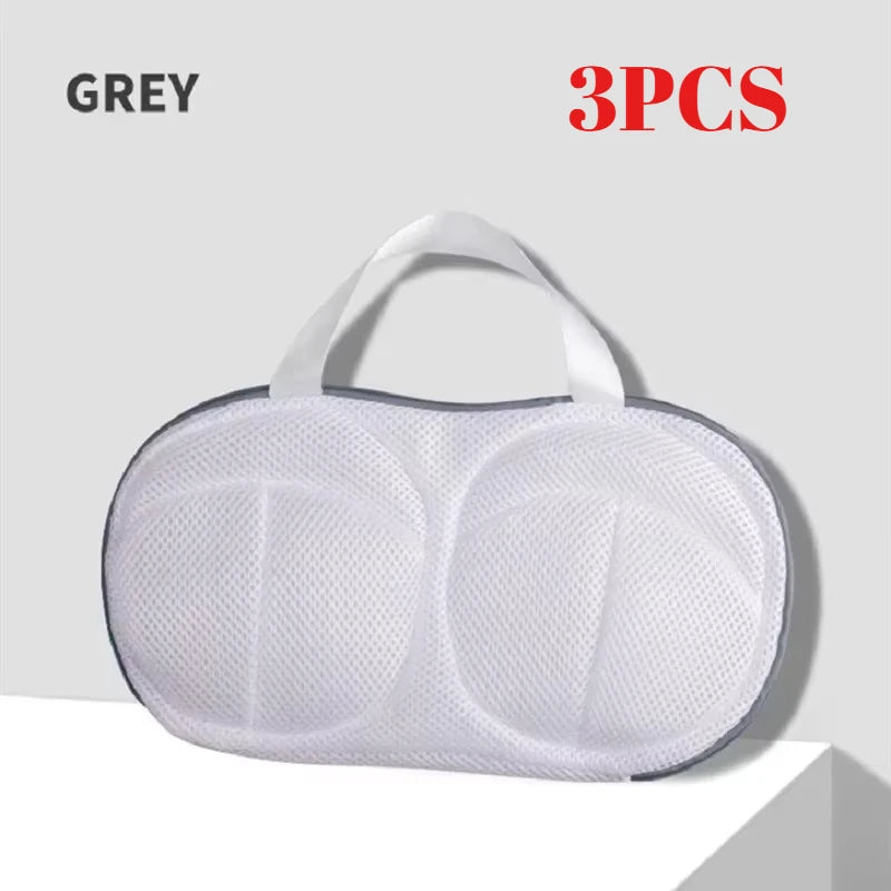Premium Bra Washing Bag–Mesh Laundry Protector for Machine Wash, Anti-Deformation Design, Polyester Underwear&Sports Bra CareBag Quake M486 gray 3pcs