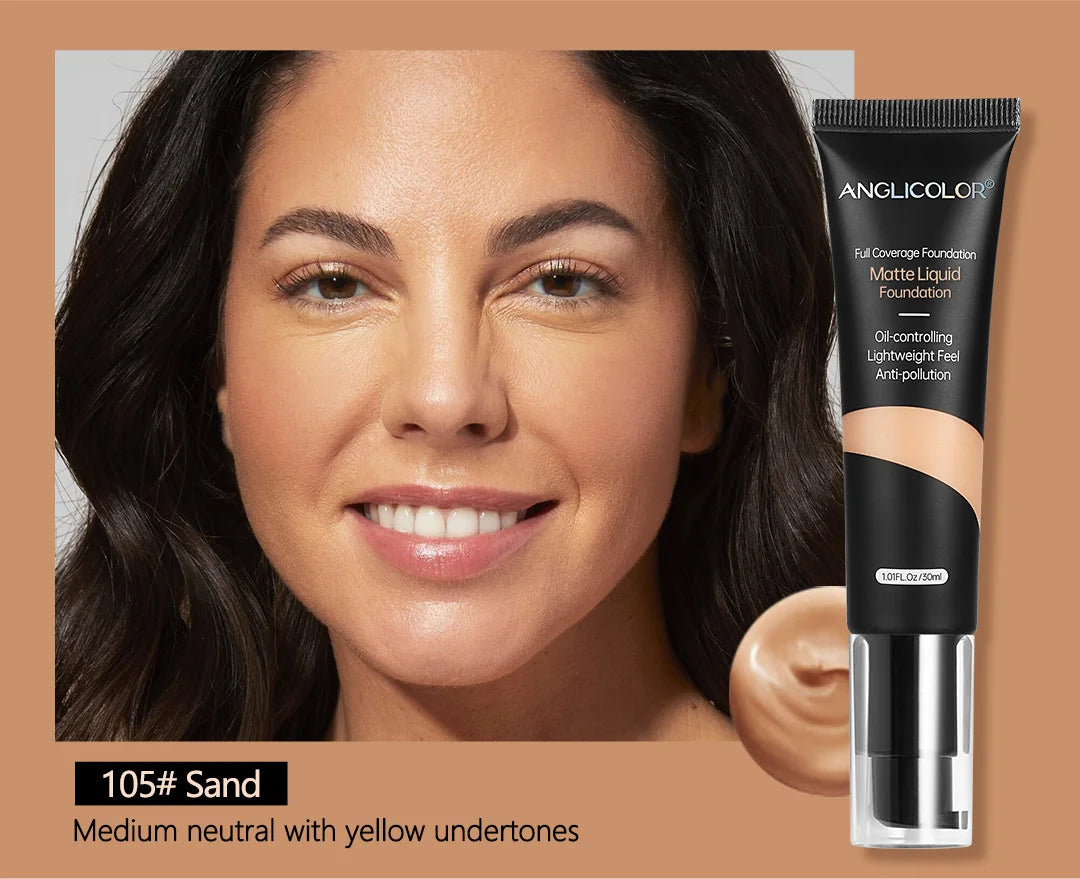 5 Colors Long-Lasting Liquid Concealer for Face and Eyes Concealer for Freckles,Acne Marks,Dark Circles,Moisturizing Foundation Quake 105Sand