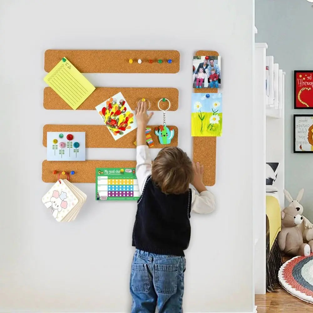 Cork Material Self Adhesive Cork Board Self Adhesive Removable Hanging Thumbtacks Board Frameless Cork Wall Tiles Quake