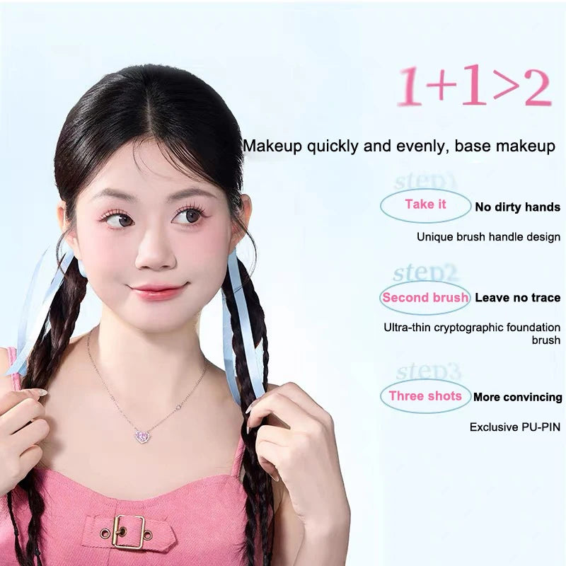 1/2 pcs Makeup Ultra-Thin Brush Set Foundation Brush With Traceless Sponge Powder Soft Puff Angled Head Makeup Brush Beauty Tool Quake