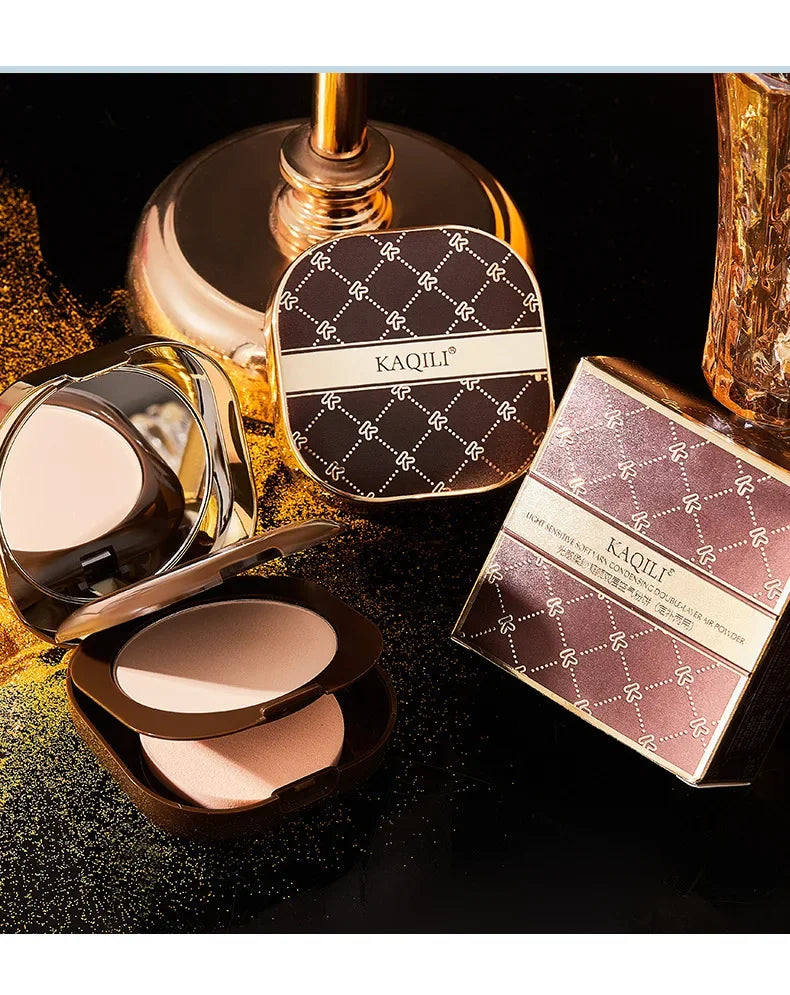 Kaqili High-Definition Double-Layer Loose Powder Concealer for Women Moisturizing Dry Powder Makeup Repair for Wet And Dry Skin Quake