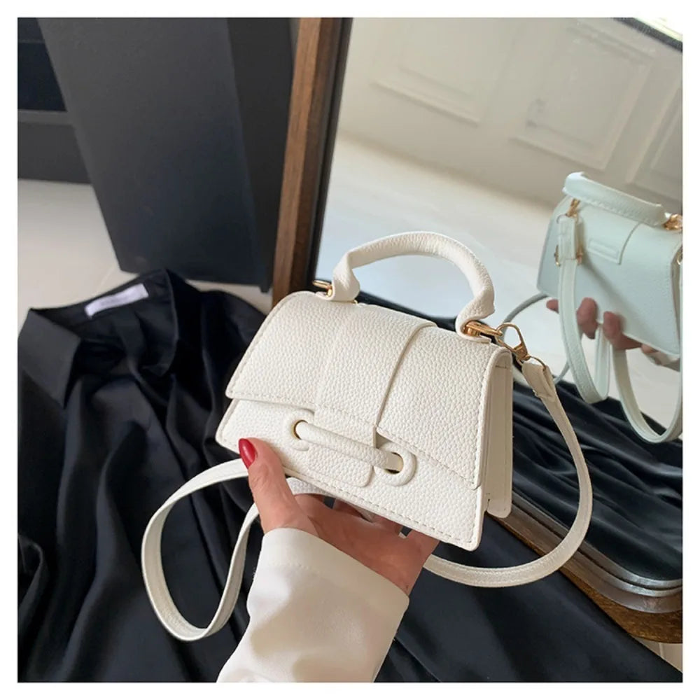 High Quality PU PU Leather Bag Solid Color Buckle Square Bag Shoulder Crossbody Bag Quake