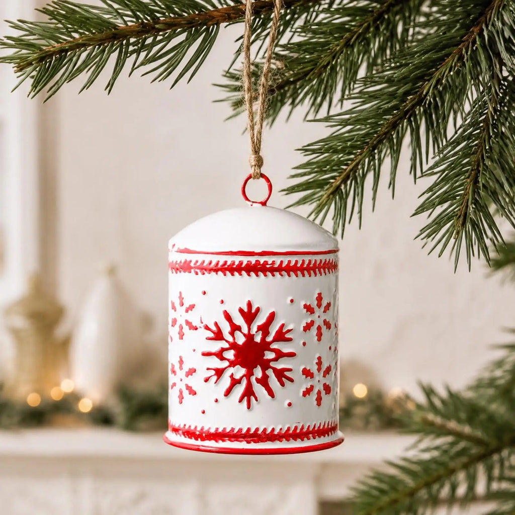 Snowflake Bell Ornament Festive Christmas Bells Cylindrical Iron Bell Lightweight for Wreath, Shop Window Quake