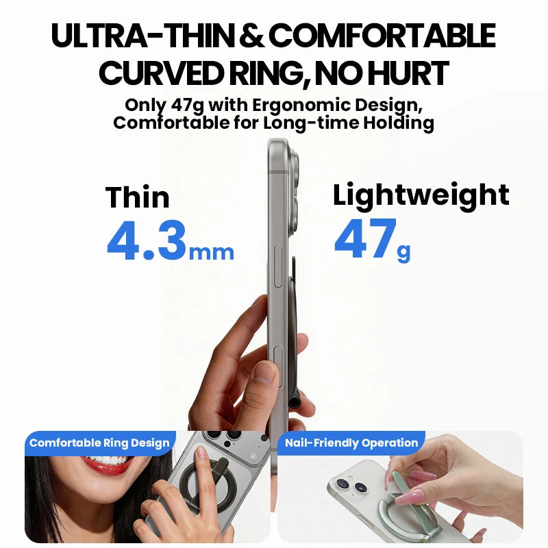 Ultra-thin Cell Phone Ring Holder Magnetic Ring Foldable Kickstand Magnet Grip Desktop Stand for Phone Quake