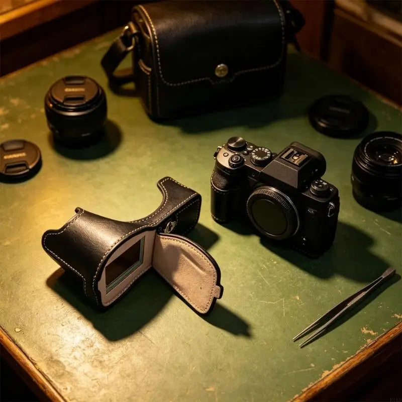 PU Leather Camera Half Case for G85 Contoured Base with Accessible Controls, Articulating Screen, and Openings K1KF Quake
