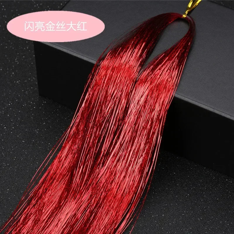 93cm/100cm Holographic Hair Extensions Accessories Glitter Hair Tinsel Sparkle Shiny 120 Strands Bling Twinkle Hair Extensions Quake No 13 93 cm