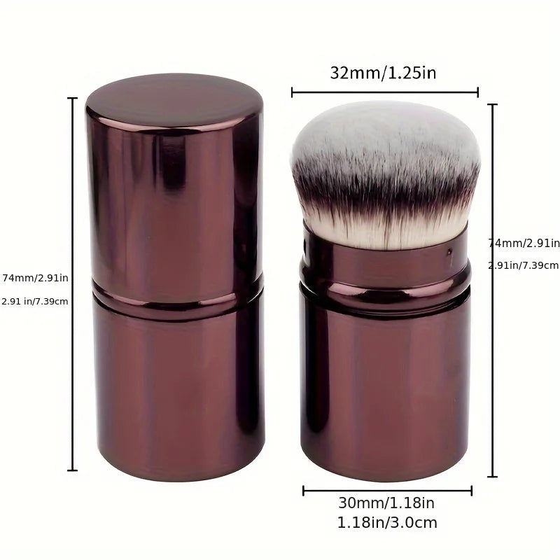 1pc Professional Round Head Retractable Makeup Brush, Blush Brush, Foundation Brush, Powder Brush, Synthetic Ultra-soft Setting Quake
